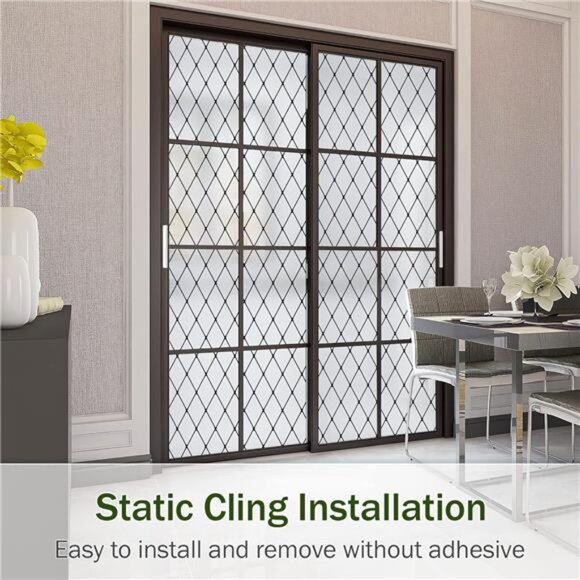Frosted Black Lattice Window Film Static Cling Window Privacy Films - Picture 4 of 7